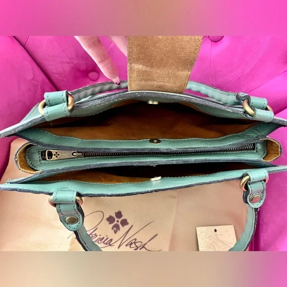 Patricia Nash Green Western Floral Embossed Leather Handbag New - Picture 6 of 8